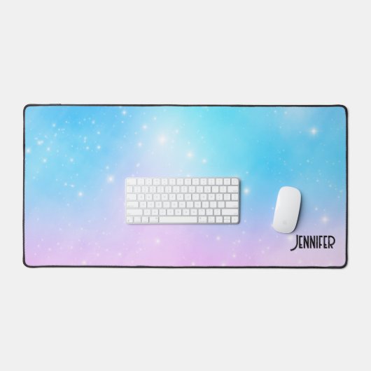 Roze en Blauwe Pastel Gradient Sky Bureaumat (Keyboard & Muis)