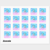 Roze en Blauwe Pastel Gradient Sky Candle Business Vierkante Sticker (Vel)