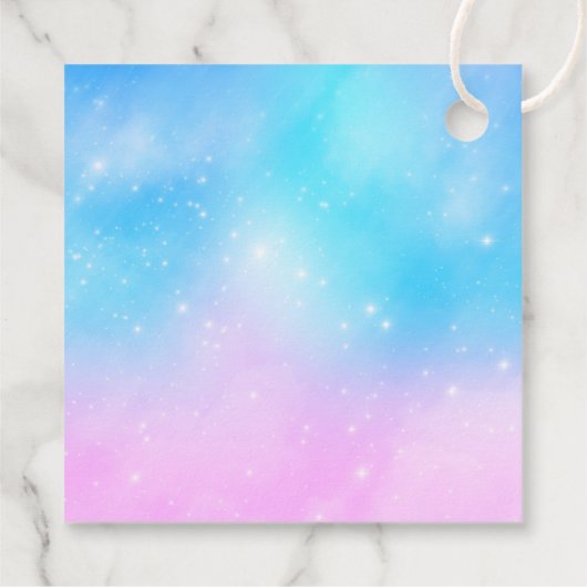 Roze en Blauwe Pastel Gradient Sky Dank u Bedankjes Labels (Achterkant)
