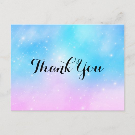 Roze en Blauwe Pastel Gradient Sky Dank u Briefkaart (Voorkant)