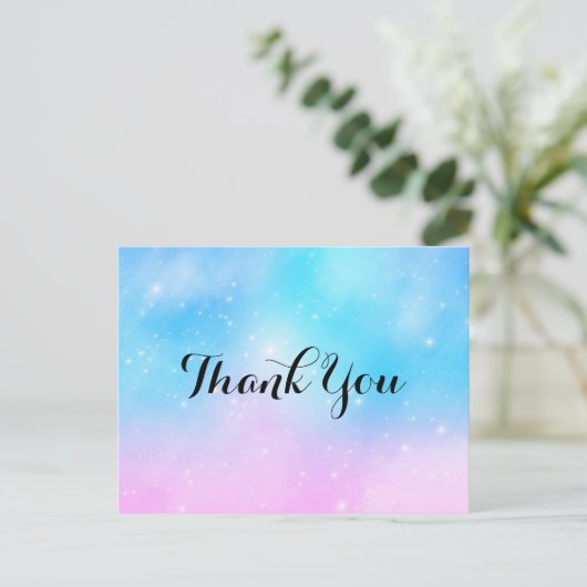 Roze en Blauwe Pastel Gradient Sky Dank u Briefkaart (Staand voorkant)