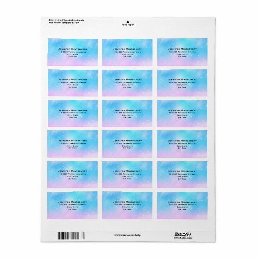 Roze en Blauwe Pastel Gradient Sky Etiket (Full Sheet)