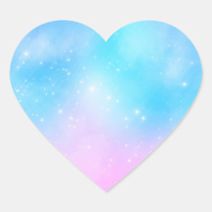 Roze en Blauwe Pastel Gradient Sky Hart Sticker