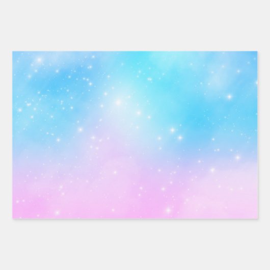 Roze en Blauwe Pastel Gradient Sky Inpakpapier Vel (Voorkant 2)