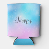Roze en Blauwe Pastel Gradient Sky met Sterren Blikjeskoeler (Voorkant)