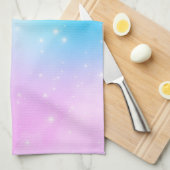 Roze en Blauwe Pastel Gradient Sky met Sterren Theedoek (Quarter Fold)