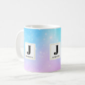 Roze en Blauwe Pastel Gradient Sky Monogram Koffiemok (Voorkant links)