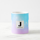 Roze en Blauwe Pastel Gradient Sky Monogram Koffiemok (Center)