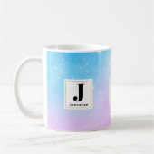 Roze en Blauwe Pastel Gradient Sky Monogram Koffiemok (Links)
