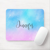 Roze en Blauwe Pastel Gradient Sky Muismat (Met muis)