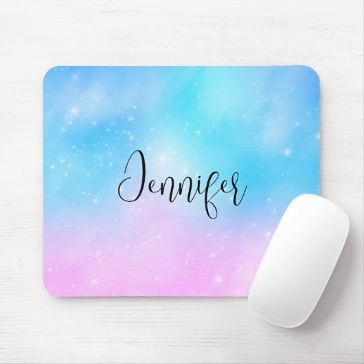 Roze en Blauwe Pastel Gradient Sky Muismat (Met muis)