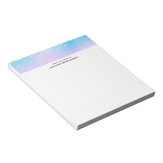 Roze en Blauwe Pastel Gradient Sky Notitieblok (Schuin)