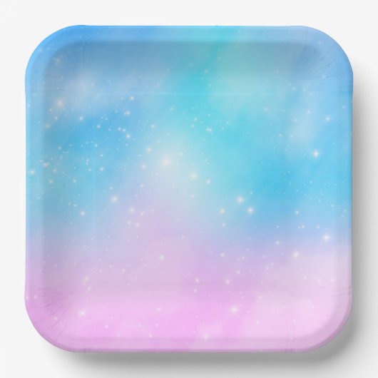 Roze en Blauwe Pastel Gradient Sky Papieren Bordje (Voorkant)