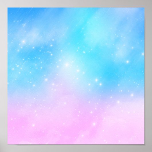 Roze en Blauwe Pastel Gradient Sky Poster (Voorkant)