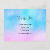 Roze en Blauwe Pastel Gradient Sky Save the Date Uitnodiging Briefkaart (Voorkant)