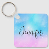 Roze en Blauwe Pastel Gradient Sky Sleutelhanger (Voorkant)