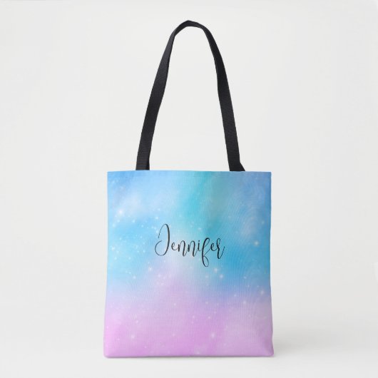 Roze en Blauwe Pastel Gradient Sky Tote Bag (Voorkant)