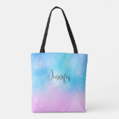 Roze en Blauwe Pastel Gradient Sky Tote Bag (Achterkant)
