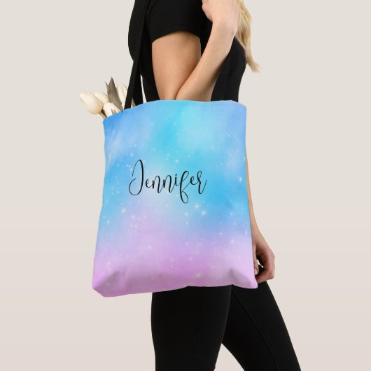 Roze en Blauwe Pastel Gradient Sky Tote Bag (Dichtbij)