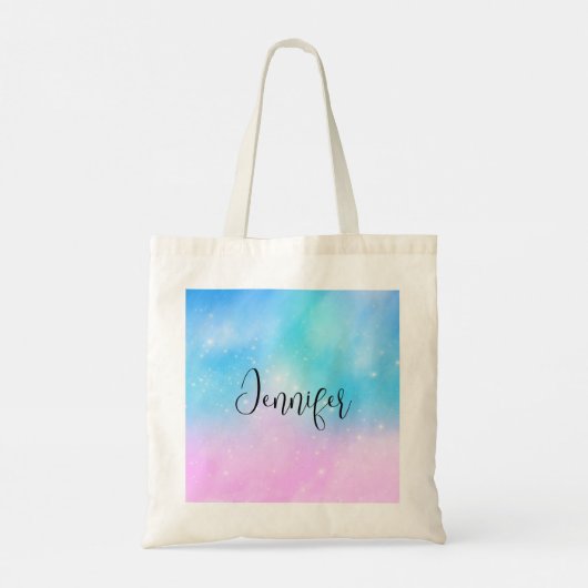 Roze en Blauwe Pastel Gradient Sky Tote Bag (Achterkant)
