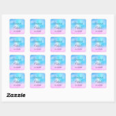 Roze en Blauwe Pastel Gradient Sky trouwdatum Vierkante Sticker (Vel)