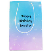 Roze en Blauwe Pastel Gradient Sky Verjaardag Medium Cadeauzakje (Voorkant)