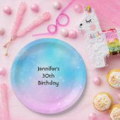 Roze en Blauwe Pastel Gradient Sky Verjaardag Papieren Bordje (Feest)