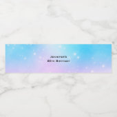 Roze en Blauwe Pastel Gradient Sky Verjaardag Waterfles Etiket (Enkel label)