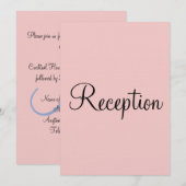Roze en blauwe pastel monogram huwelijksreceptie kaart (Voorkant / Achterkant)