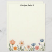 Roze en blauwe pastelbloemen briefhoofd (Voorkant / Achterkant)