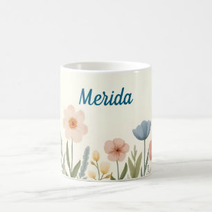 Roze en blauwe pastelbloemen koffiemok