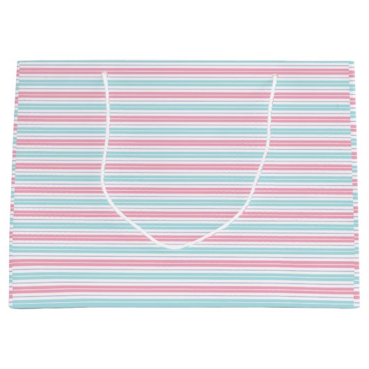 Roze en blauwe pastelstrepen groot cadeauzakje (Voorkant)