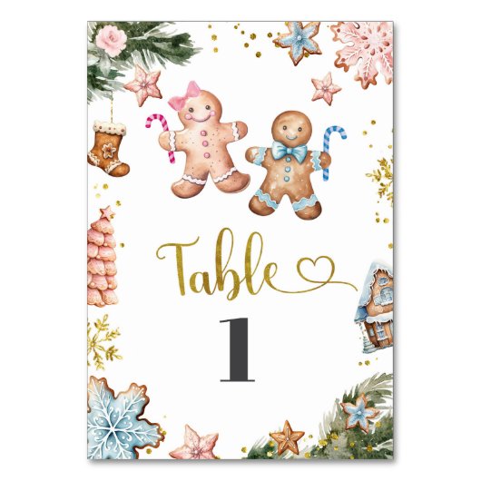 Roze en blauwe peperkoekkoekjes onthullen geslacht kaart (Voorkant)