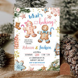 Roze en blauwe peperkoekkoekjes onthullen geslacht kaart<br><div class="desc">Blue Cookies Gingerbread Gender Reveal Invitation,  Whats Baking Cookie Christmas Gender Reveal,  Pink Girl Christmas Gender Reveal Invite,  Little Cookie is On The Way Baby shower,  Cookies Winter Boy Baby shower,  Oh Snap Gingerbread Baby Boy Winter Invitation,  Blue Pink Gingerbread Holiday Shower,  Gingerbread Gender Reveal Invitation.</div>