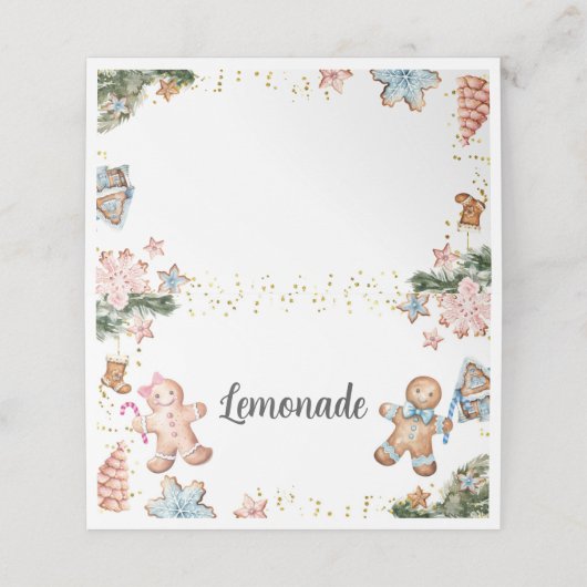 Roze en blauwe peperkoekkoekjes onthullen geslacht plaatskaartje (Buitenkant ongevouwen)