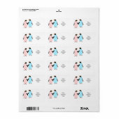 Roze en blauwe Pinguïns die handen vasthouden. Etiket (Full Sheet)