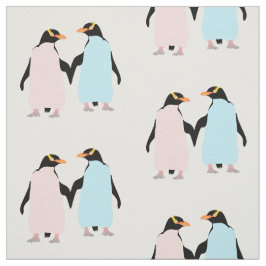 Roze en blauwe Pinguïns die handen vasthouden. Stof