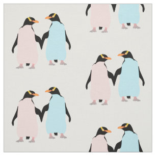 Roze en blauwe Pinguïns die handen vasthouden. Stof