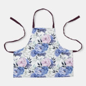 Roze en Blauwe Pioen Bloemen All-Over Print Schort (Voorkant)