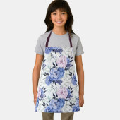 Roze en Blauwe Pioen Bloemen All-Over Print Schort (Insitu)