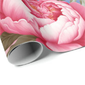  Roze en Blauwe Pioen Lente Bloemen Cadeaupapier (Rol Hoek)