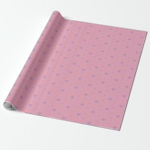 Roze en blauwe pixel harten cadeaupapier