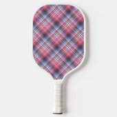 Roze En Blauwe Plaid Pickleball Paddle (Achterkant)