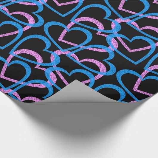 Roze en blauwe plek Abstracte patroonverlooppap Cadeaupapier (Hoek)