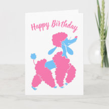 Roze en Blauwe Podle Happy Birthday