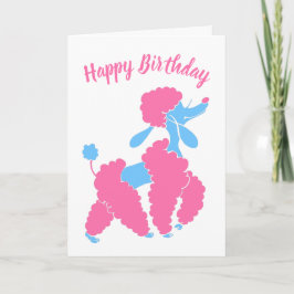 Roze en Blauwe Podle Happy Birthday Kaart
