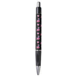 Roze en blauwe poedels en harten op zwart pen
