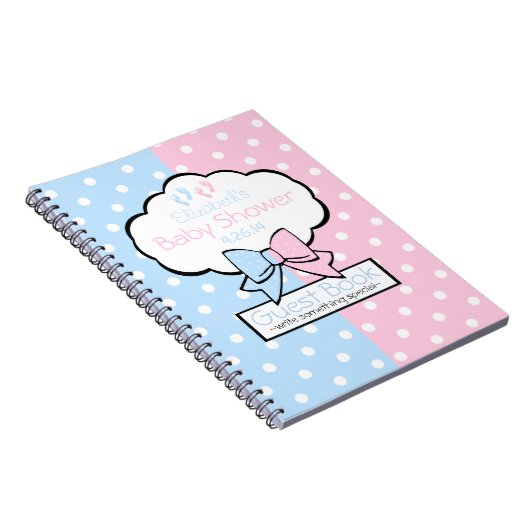 Roze en blauwe poka Dots Baby shower Guest Book | Notitieboek (Rechterzijde)