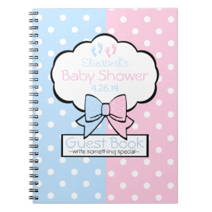 Roze en blauwe poka Dots Baby shower Guest Book   Notitieboek