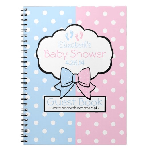 Roze en blauwe poka Dots Baby shower Guest Book | Notitieboek (Voorkant)
